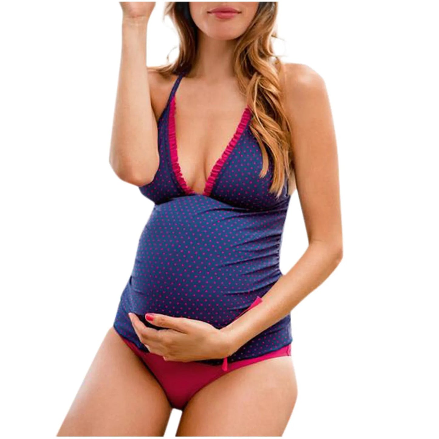 Femme vêtue de Maillot de Bain Femme Enceinte.