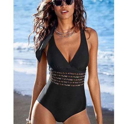 Maillot de Bain Dos Nu Croisé à Cordes