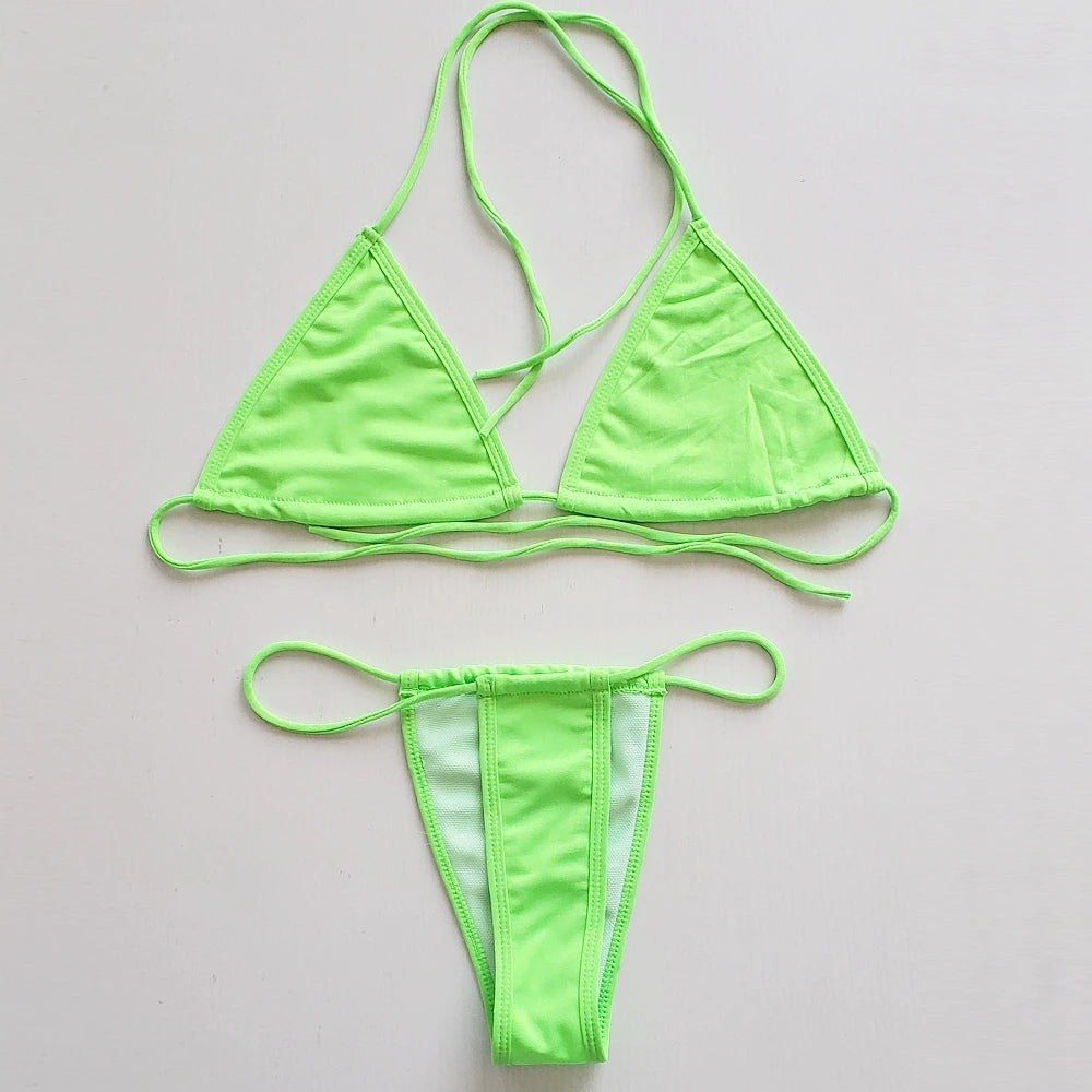 Maillot de Bain Bikini String Elastique ultra fin