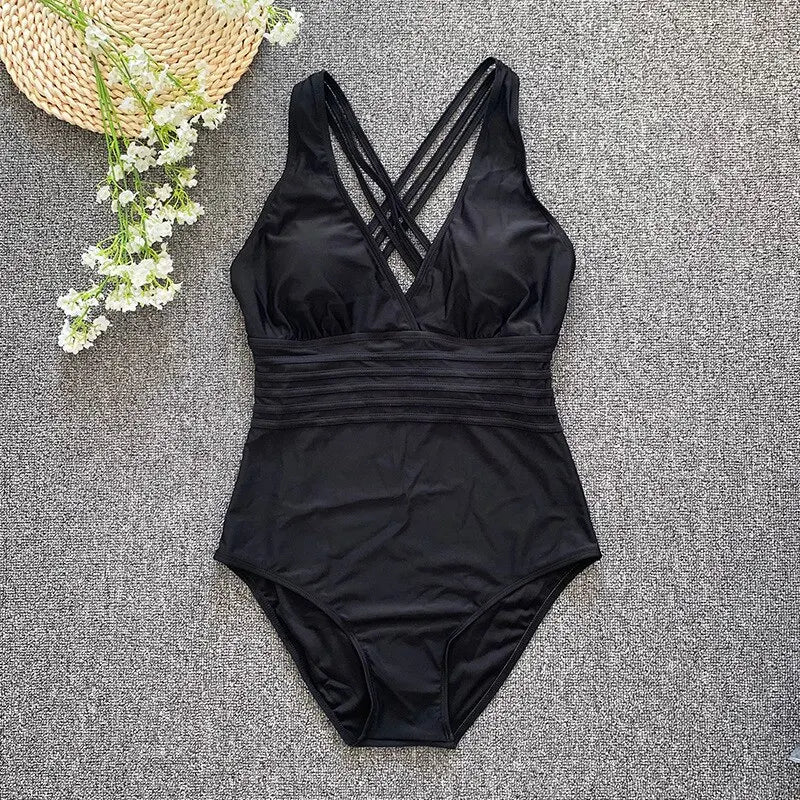 Maillot de Bain Dos Nu Croisé à Cordes